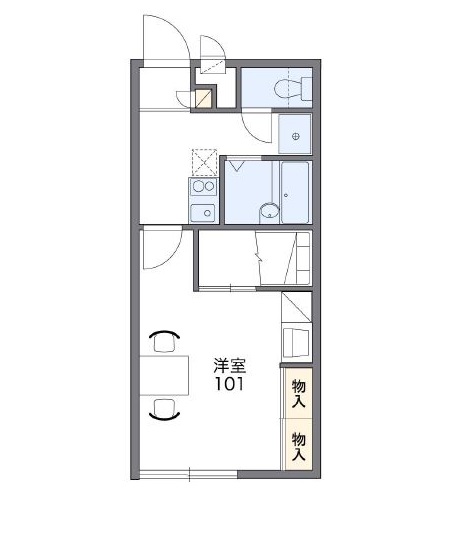 岡山市中区米田のアパートの間取り