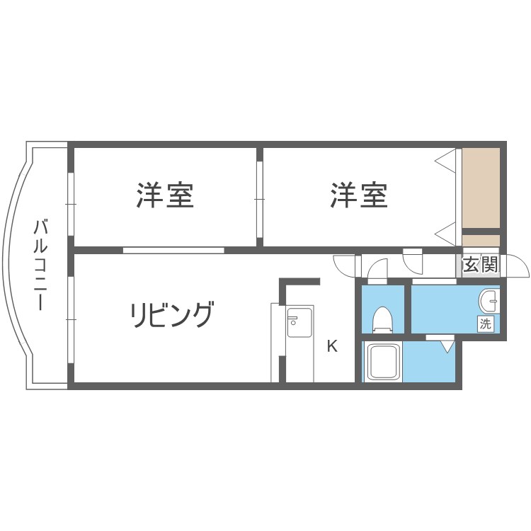 札幌市東区北七条東のマンションの間取り