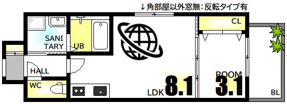 広島市南区西蟹屋のマンションの間取り