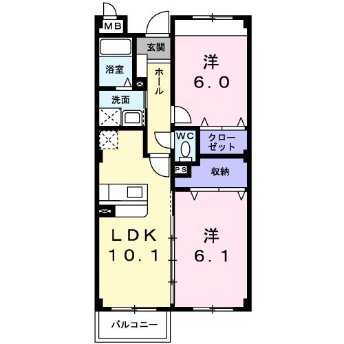 郡山市八山田西のマンションの間取り