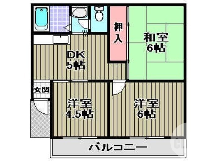 堺市北区百舌鳥陵南町のマンションの間取り