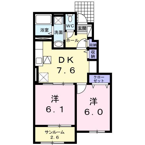 姶良市平松のアパートの間取り