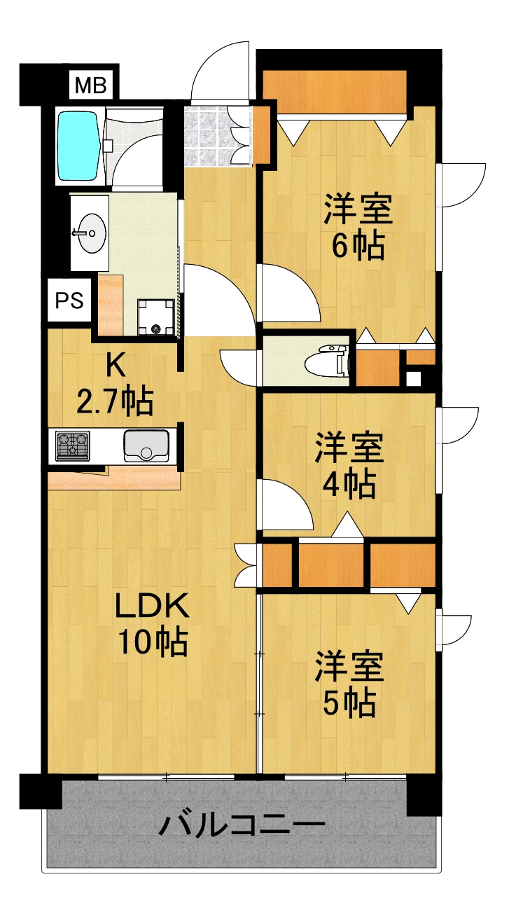 横浜市港北区新吉田東のマンションの間取り