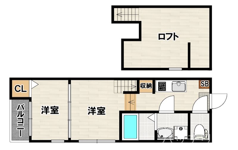 福岡市東区名島のアパートの間取り