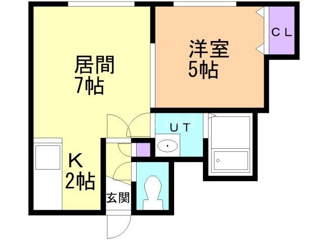 札幌市北区篠路一条のアパートの間取り