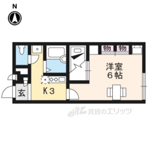 京都市右京区嵯峨野西ノ藤町のアパートの間取り