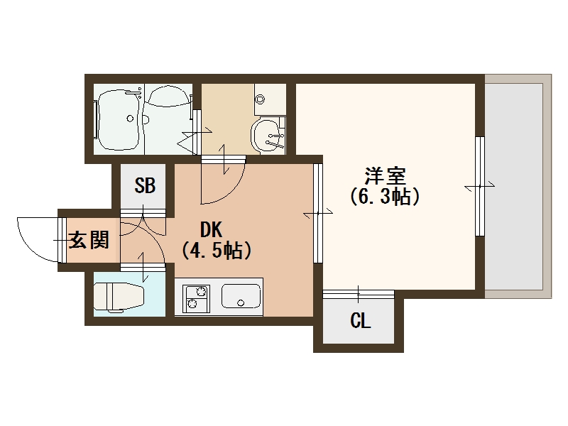 大阪市西成区出城のマンションの間取り