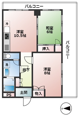 【狭山ヶ丘ハイツB棟の間取り】