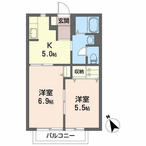 福島県郡山市富久山町福原字陣場（アパート）の賃貸物件の間取り