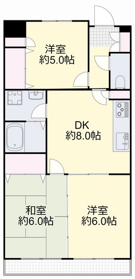 岡山市中区円山のマンションの間取り