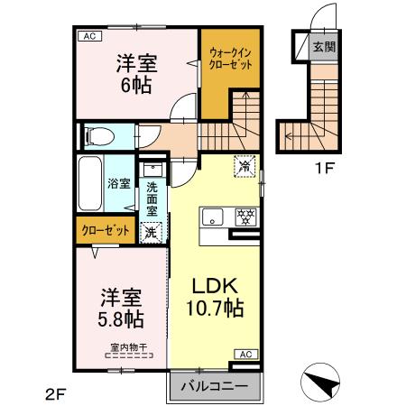 (仮)D-ROOM都留市古川渡Iの間取り