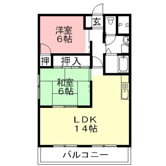 岐阜市茜部大野のアパートの間取り