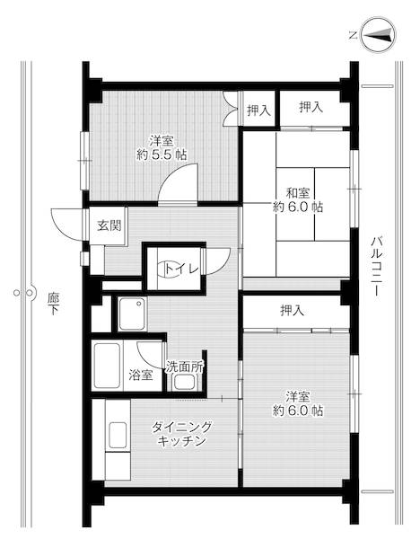 ビレッジハウス中村1号棟の間取り