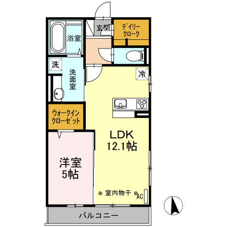 高知市薊野中町のアパートの間取り