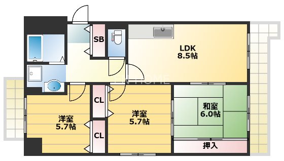 アビタシオン西なんばの間取り