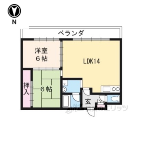 京都市右京区太秦馬塚町のマンションの間取り