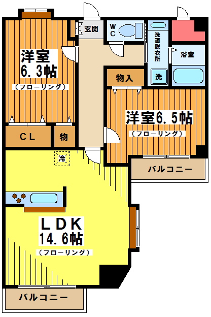 狛江市西野川のアパートの間取り