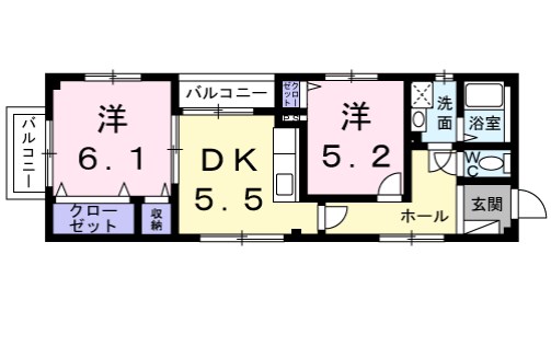 姫路市網干区浜田のアパートの間取り