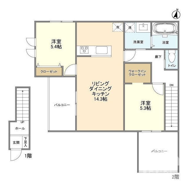 堺市西区下田町のアパートの間取り