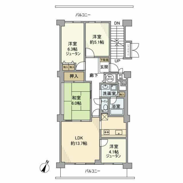 ローズハイツ八王子A棟の間取り