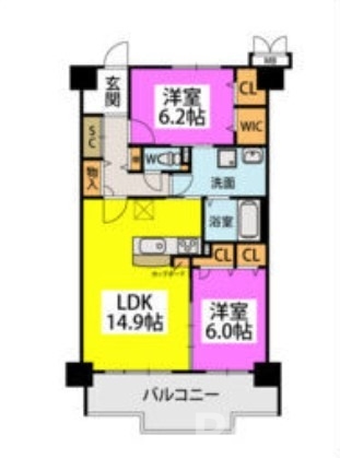 福岡市西区姪の浜のマンションの間取り