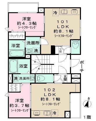 大田区新蒲田のマンションの間取り