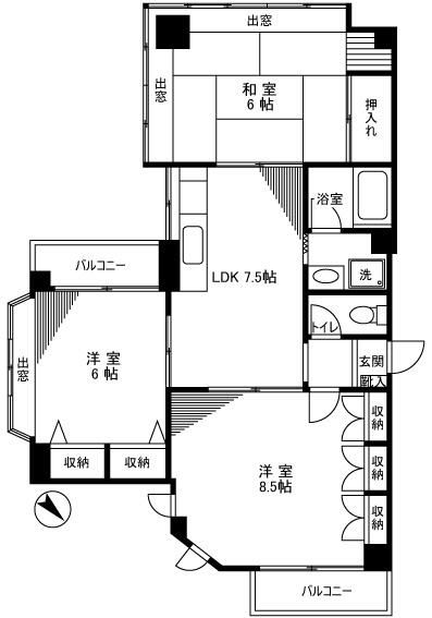 北区東田端のマンションの間取り