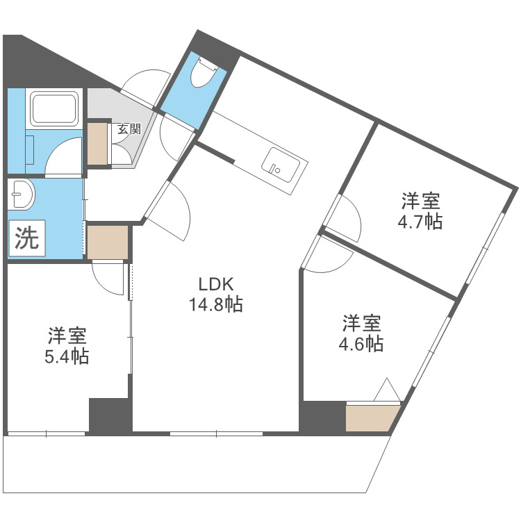 札幌市南区真駒内本町のマンションの間取り