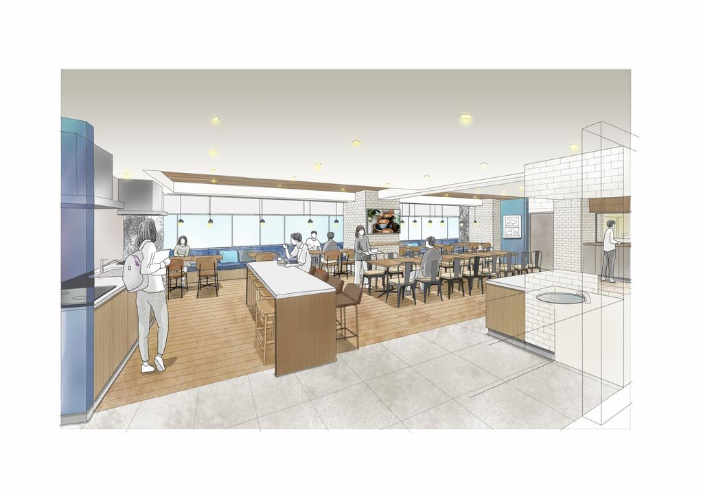 エントランス　食堂・シェアキッチン　※CGイメージ図