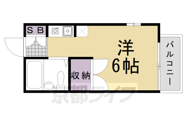 京都市右京区嵯峨蜻蛉尻町のアパートの間取り