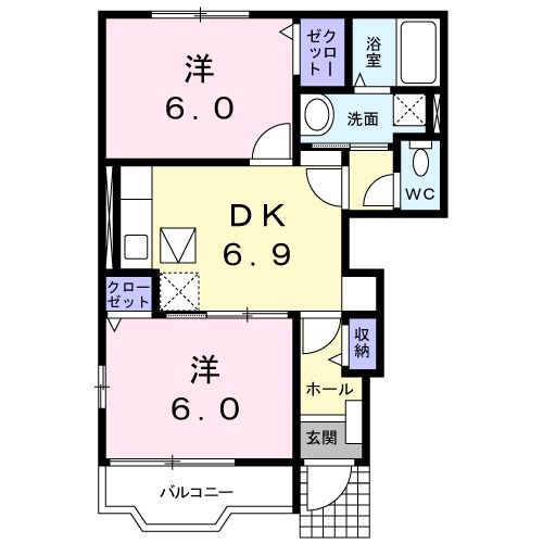 北九州市八幡西区上上津役のアパートの間取り