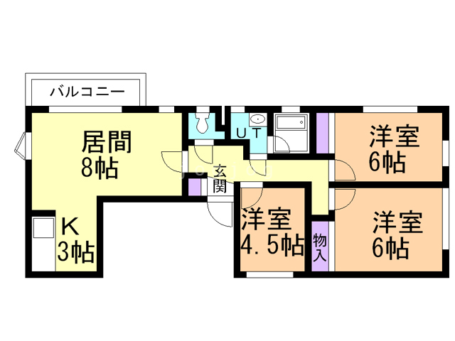 札幌市厚別区青葉町のアパートの間取り