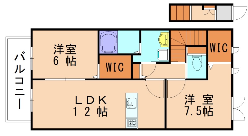 福岡市東区三苫のアパートの間取り