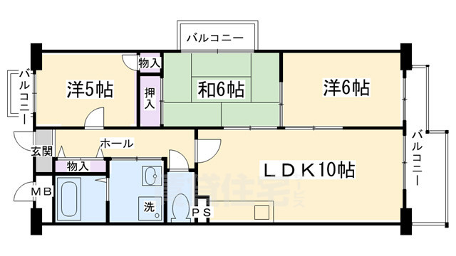 京都市南区吉祥院高畑町のマンションの間取り