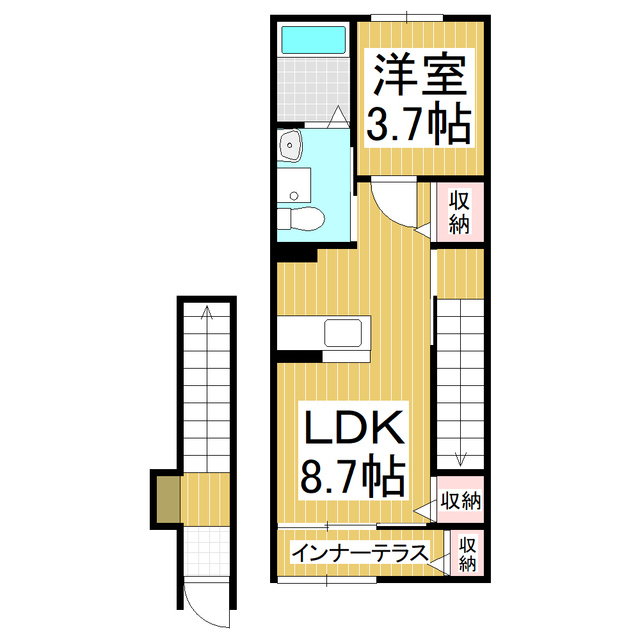 塩尻市大字塩尻町のアパートの間取り