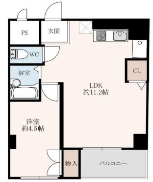 西宮市上田東町のマンションの間取り