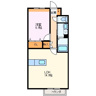 伊勢市田尻町のアパートの間取り