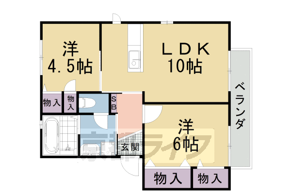 京都市山科区川田中畑町のアパートの間取り