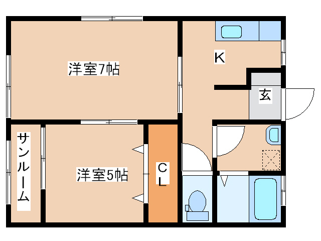 都城市郡元町のアパートの間取り