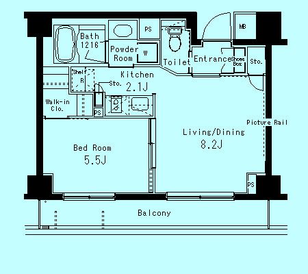 港区赤坂のマンションの間取り