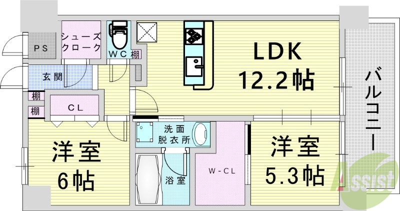 池田市石橋のマンションの間取り