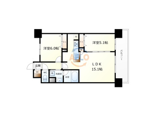 大阪市住吉区東粉浜のマンションの間取り