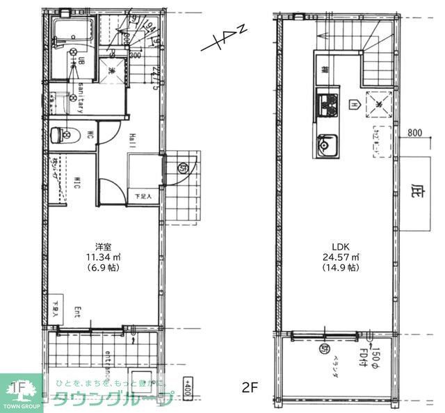 横浜市港北区小机町のアパートの間取り