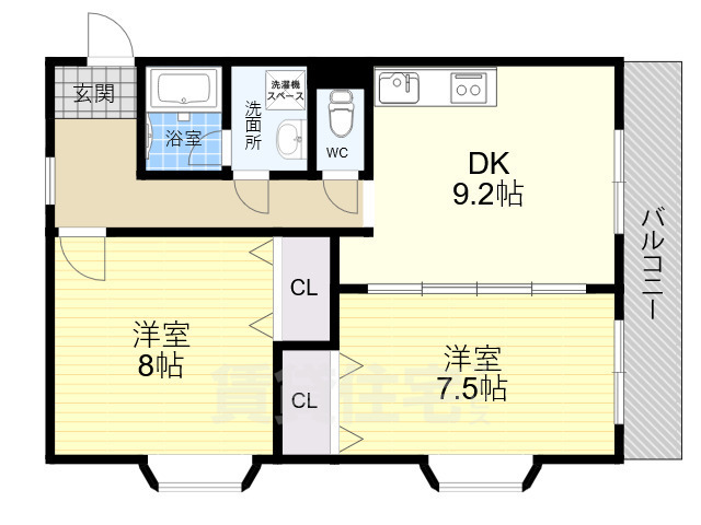 大阪市住之江区中加賀屋のマンションの間取り