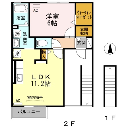 松江市竹矢町のアパートの間取り