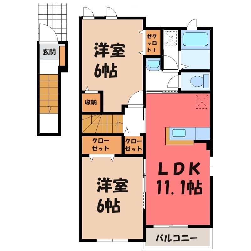 熊谷市板井のアパートの間取り