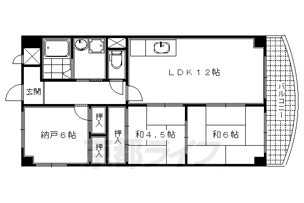 京都市南区上鳥羽高畠町のマンションの間取り