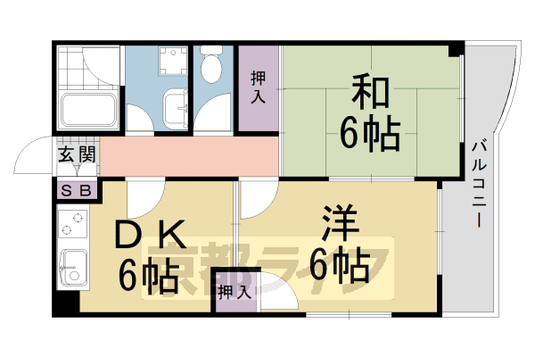 京都市伏見区深草直違橋２丁目のマンションの間取り