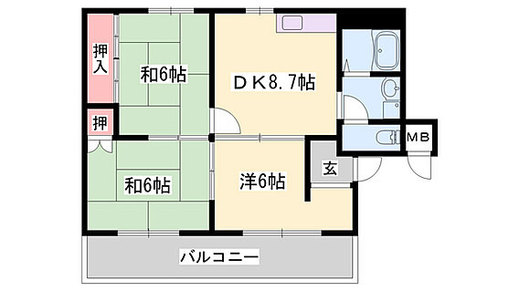 モアークレスト飾磨の間取り