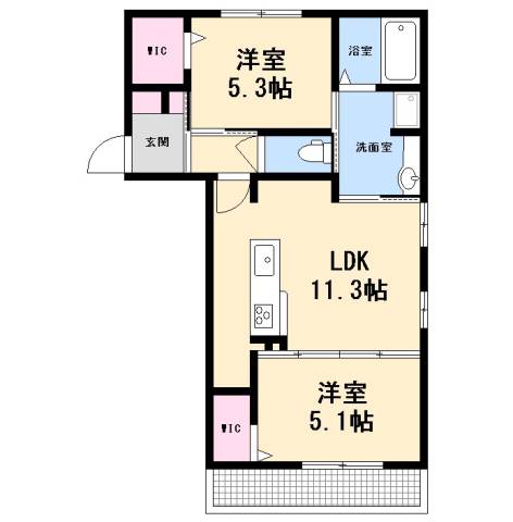 広島市西区田方のアパートの間取り